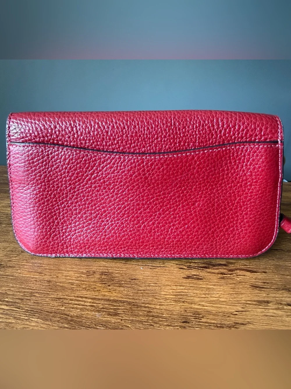 Coach Originals Wristlet Leather Turnlock Clutch Red C2298